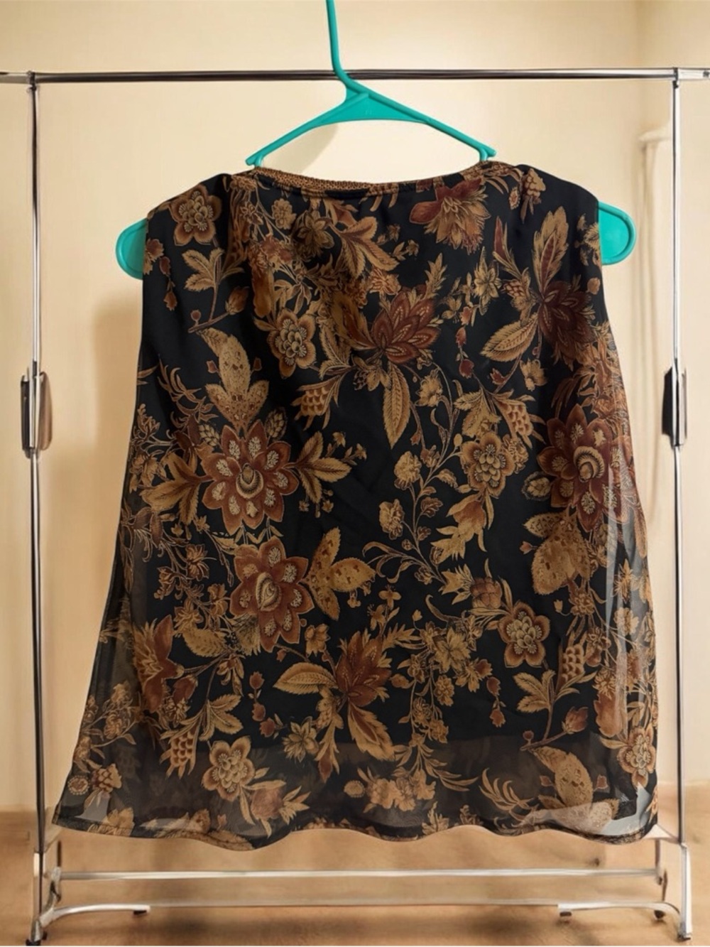 Floral Skirt in Black and Brown with Red Flowers